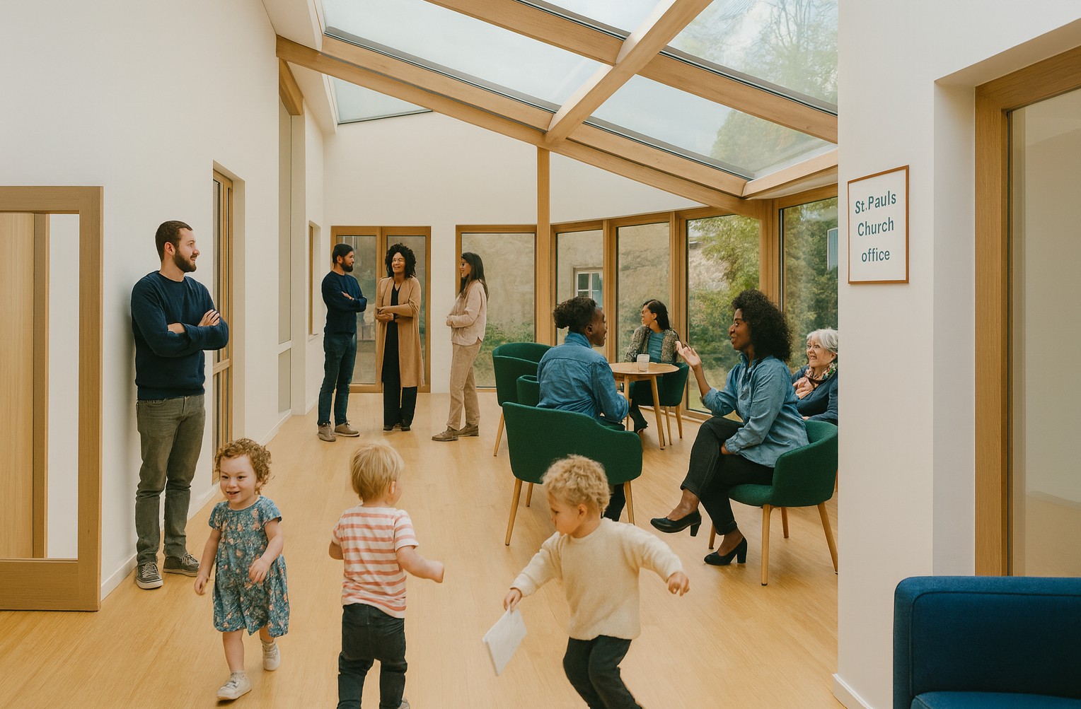 Architect's render of the proposed new foyer with café-style meeting space